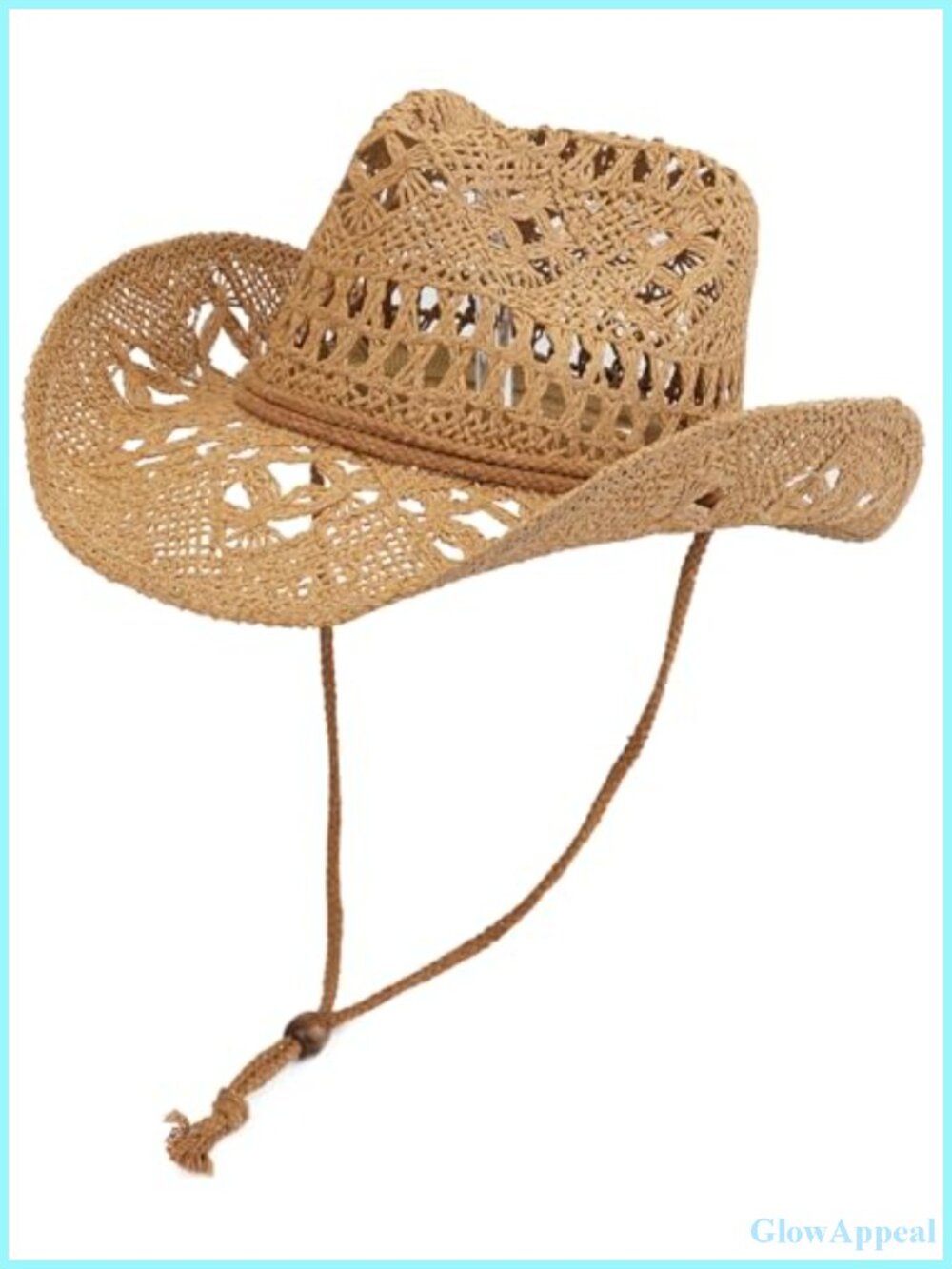 Straw Cowboy Hat with Shapeable Wide Brim Sun Beach Western